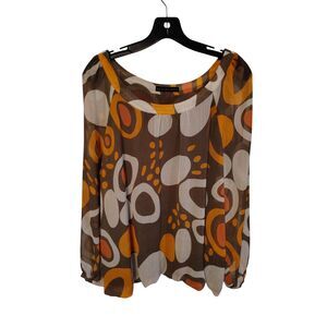 Apostrophe Women's Orange and Brown blend crew neck‎ blouse